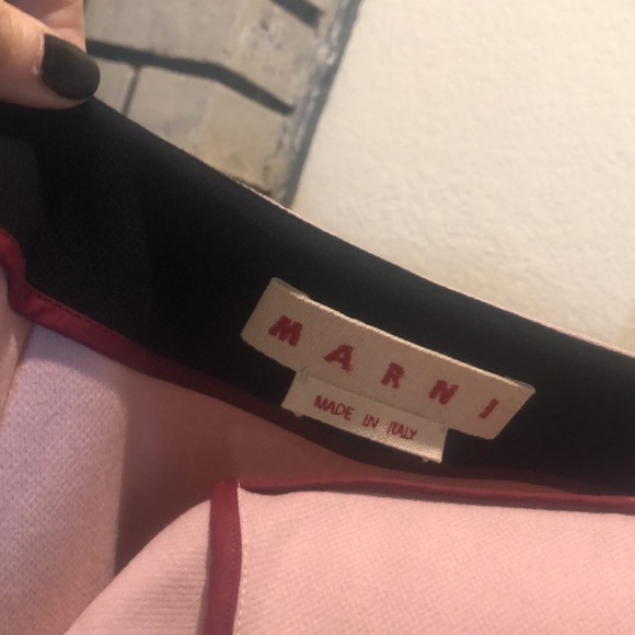 NWOT! MARNI 2 PC. PINK DRESS & BLZR. GREAT 3-SEASON SUIT. Maroon & Black Piping. - Picture 14 of 16